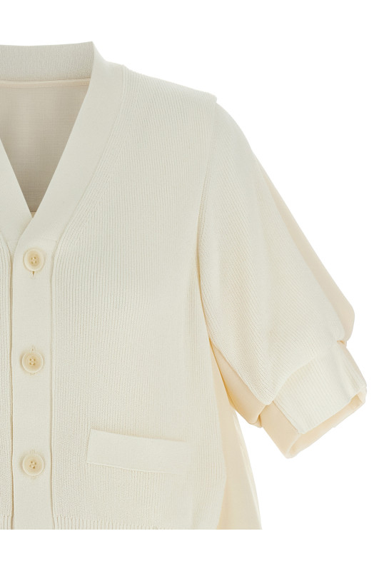 'Suiting Mix Knit' cardigan White
