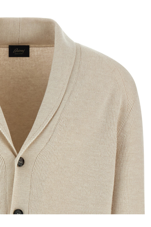 Ribbed cardigan Beige Ribbed cardigan Beige