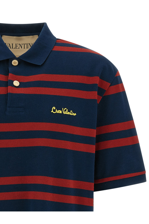 Valentino Garavani 'Chez Valentino' поло с воротником-стойкой, разноцветное V3MH04CAYNCQ1 Valentino Garavani 'Chez Valentino' поло с воротником-стойкой, разноцветное V3MH04CAYNCQ1