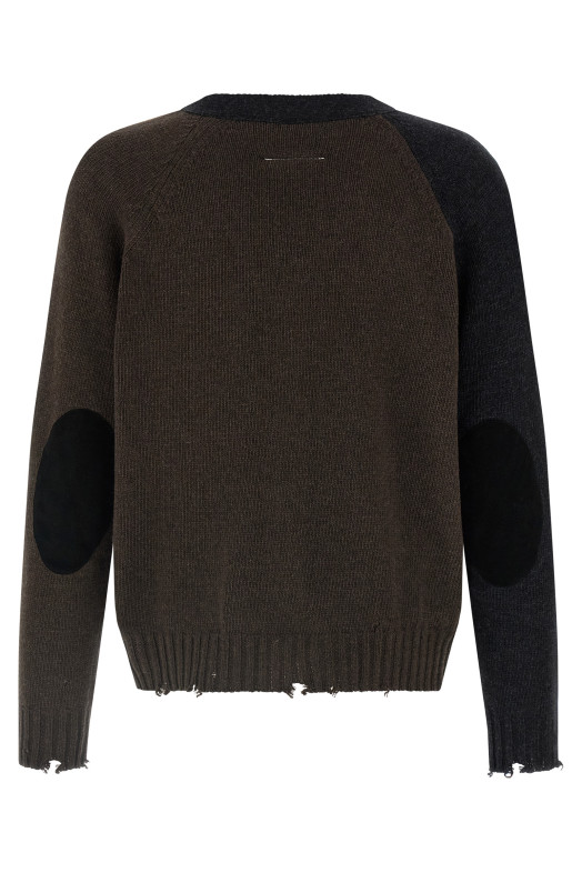 Двухцветный замшевый кардиган с нашивками Разноцветный MM6 MAISON MARGIELA SH2HP0013M13160961 Двухцветный замшевый кардиган с нашивками Разноцветный MM6 MAISON MARGIELA SH2HP0013M13160961
