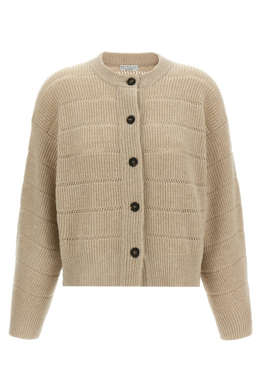 'Rustic Dazzling Net' cardigan Beige