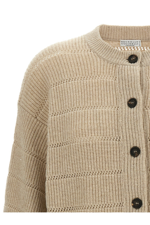 'Rustic Dazzling Net' cardigan Beige
