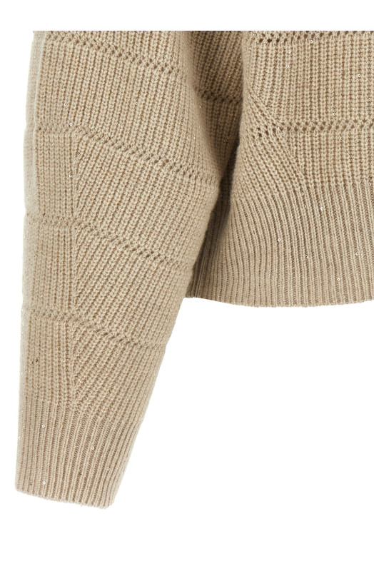 'Rustic Dazzling Net' cardigan Beige