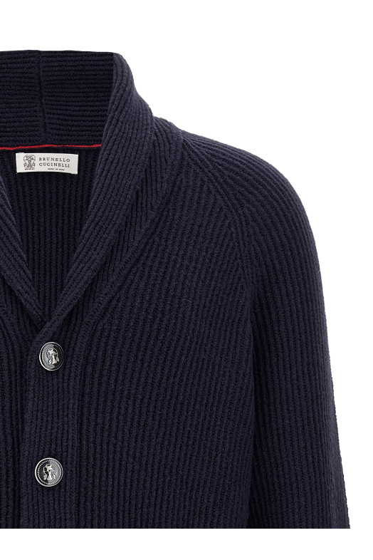 Кардиган з шаленим коміром Синій BRUNELLO CUCINELLI MNI708606C2425 Кардиган з шаленим коміром Синій BRUNELLO CUCINELLI MNI708606C2425