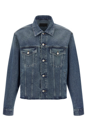Джинсова куртка синього кольору з необробленими краями MM6 MAISON MARGIELA SH0AM0026M30018965 Джинсова куртка синього кольору з необробленими краями MM6 MAISON MARGIELA SH0AM0026M30018965