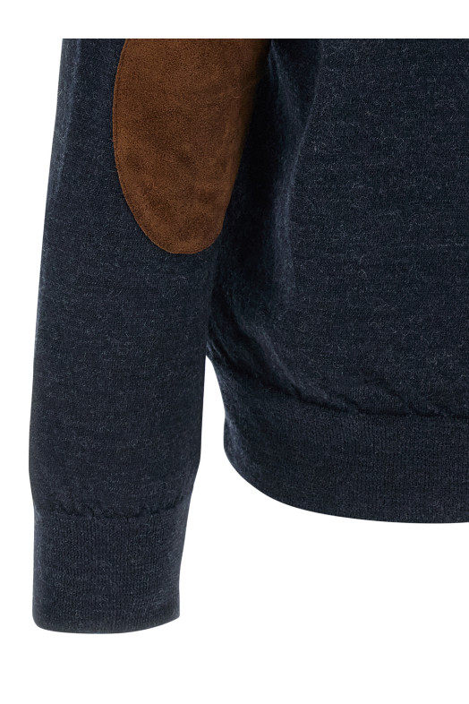 Suede patch cardigan Blue