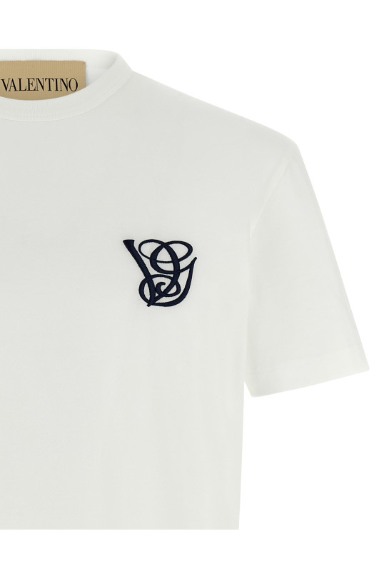 Футболка Valentino Garavani з вишитим логотипом, біла V3MG10VB2WA03