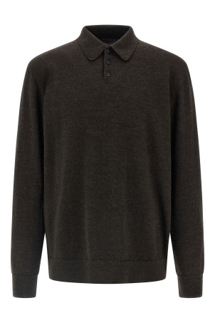 Поликоттон рубашка-поло с замшевыми вставками, коричневая MAISON MARGIELA S50GL0061M13098144M