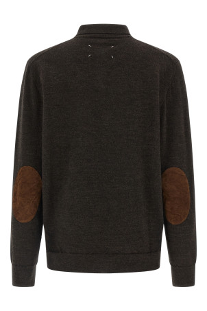 Поликоттон рубашка-поло с замшевыми вставками, коричневая MAISON MARGIELA S50GL0061M13098144M