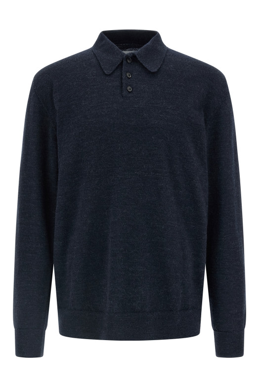 Світло-синя сорочка-поло з замшевими вставками MAISON MARGIELA S50GL0061M13098511M Світло-синя сорочка-поло з замшевими вставками MAISON MARGIELA S50GL0061M13098511M