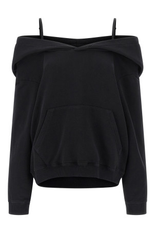 Off-shoulder hoodie Black Off-shoulder hoodie Black
