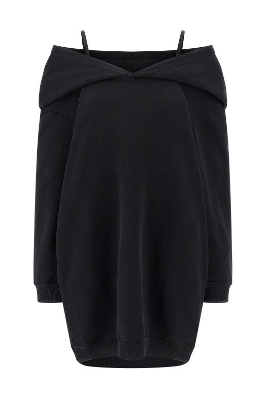 Off-shoulder hooded dress Black Off-shoulder hooded dress Black