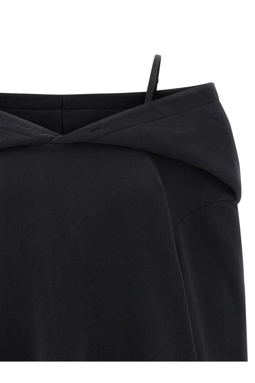 Off-shoulder hooded dress Black Off-shoulder hooded dress Black