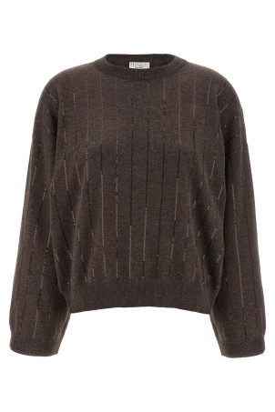 Sequin cashmere sweater Brown