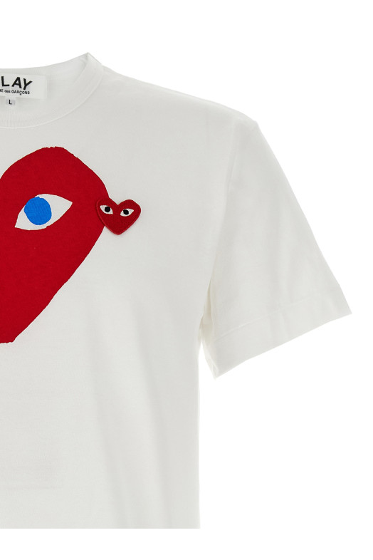 Футболка з принтом і логотипом Червона COMME DES GARÇONS PLAY AXT0861 Футболка з принтом і логотипом Червона COMME DES GARÇONS PLAY AXT0861