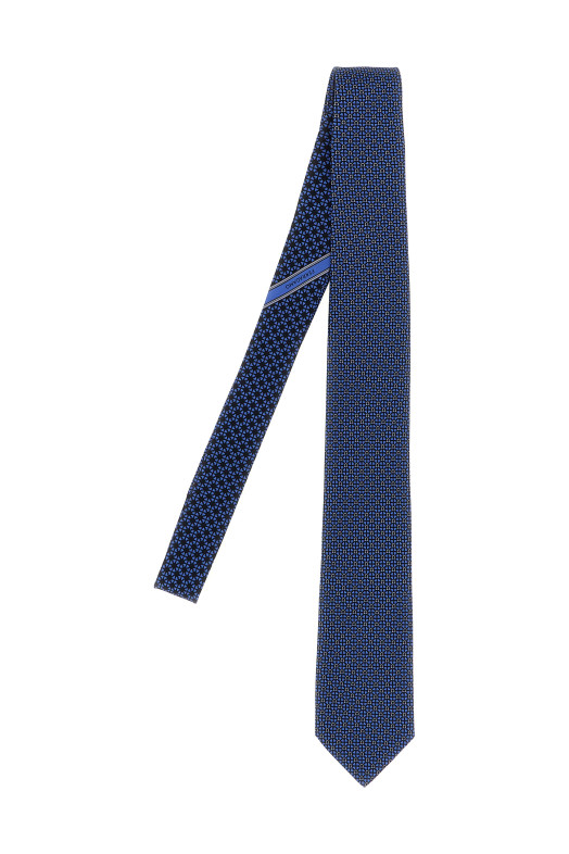 'Gancini + Cuori' print tie Blue 'Gancini + Cuori' print tie Blue