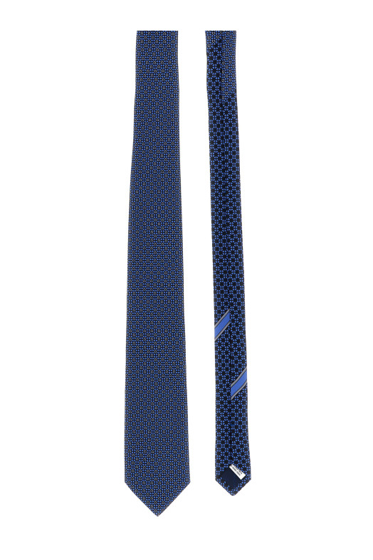'Gancini + Cuori' print tie Blue 'Gancini + Cuori' print tie Blue