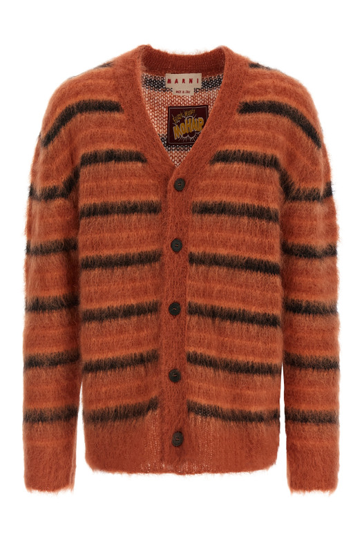 Brushed striped cardigan orange Brushed striped cardigan orange