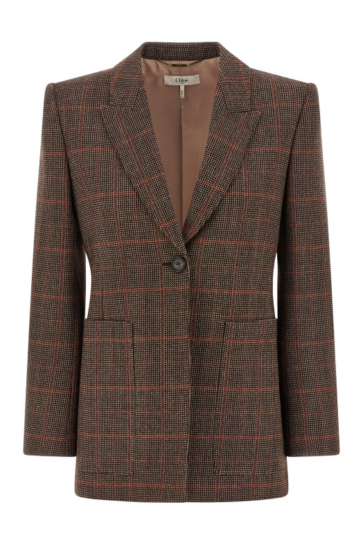 Блейзер з вовни Check, коричневий CHLOÉ CH25AVE5309793C