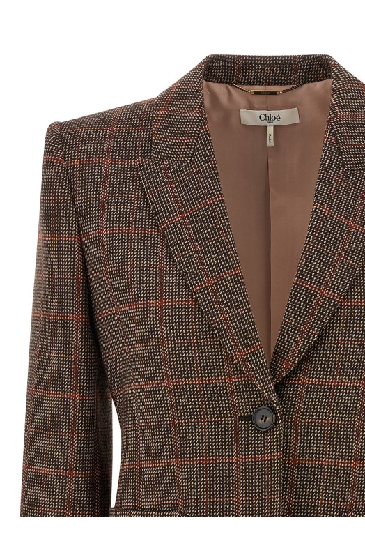 Блейзер з вовни Check, коричневий CHLOÉ CH25AVE5309793C