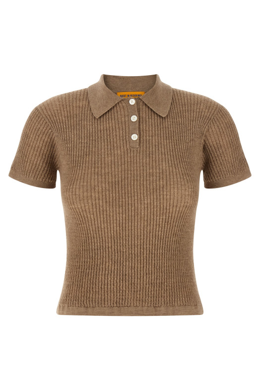 'Shrunken' polo shirt Beige