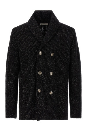 Двубортный кардиган Черный BRUNELLO CUCINELLI MRI503216CNF05 Двубортный кардиган Черный BRUNELLO CUCINELLI MRI503216CNF05