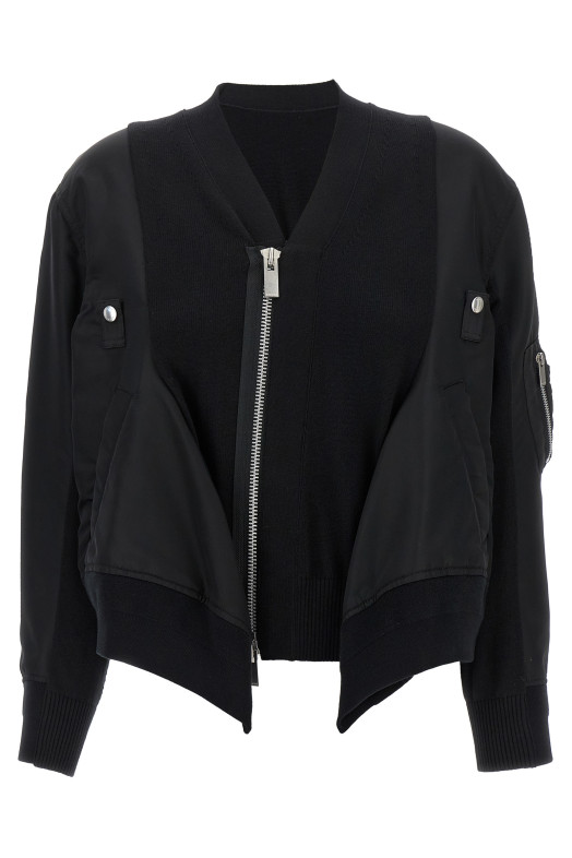 Нейлоновий кардиган з вставкою Чорний SACAI 2507996001 Нейлоновий кардиган з вставкою Чорний SACAI 2507996001