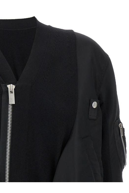 Нейлоновий кардиган з вставкою Чорний SACAI 2507996001 Нейлоновий кардиган з вставкою Чорний SACAI 2507996001