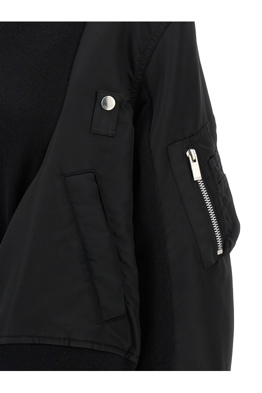 Нейлоновий кардиган з вставкою Чорний SACAI 2507996001 Нейлоновий кардиган з вставкою Чорний SACAI 2507996001