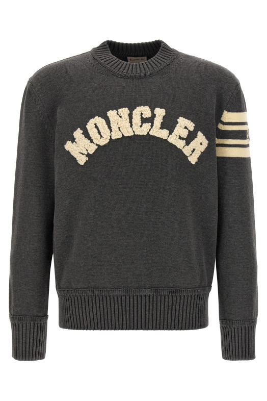 Светр з логотипом Bouclé, сірий MONCLER K20919C00009M1367930