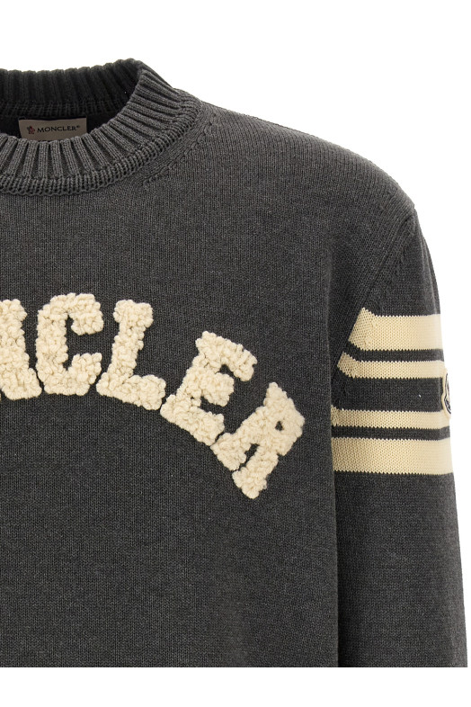 Светр з логотипом Bouclé, сірий MONCLER K20919C00009M1367930