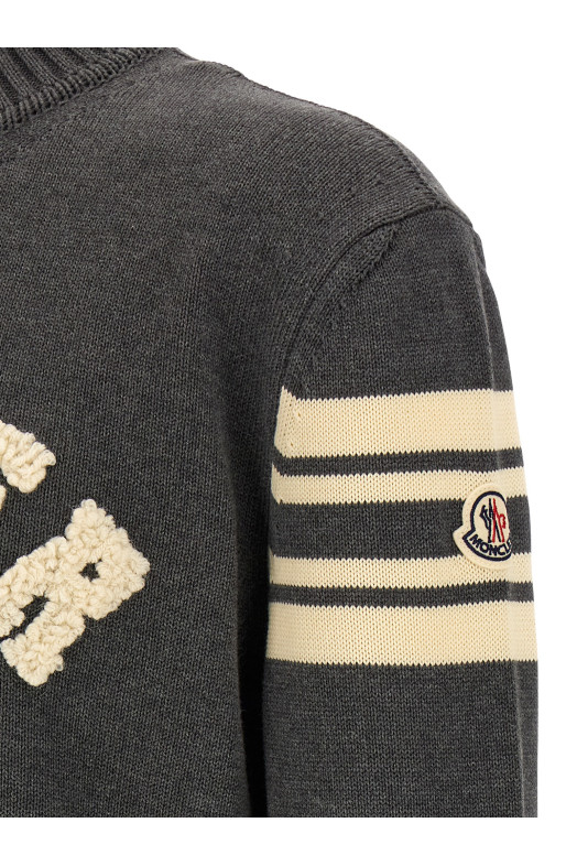 Светр з логотипом Bouclé, сірий MONCLER K20919C00009M1367930