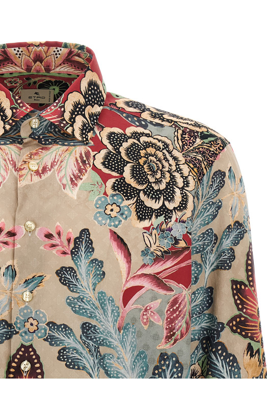 Flower and foliage shirt Multicolor