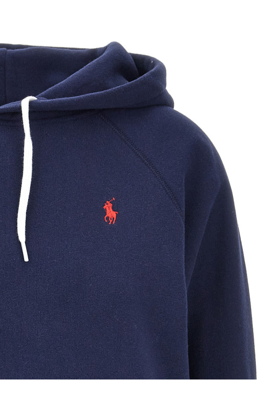 Logo embroidery hoodie Blue