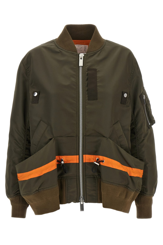 Drawstring bomber jacket Beige