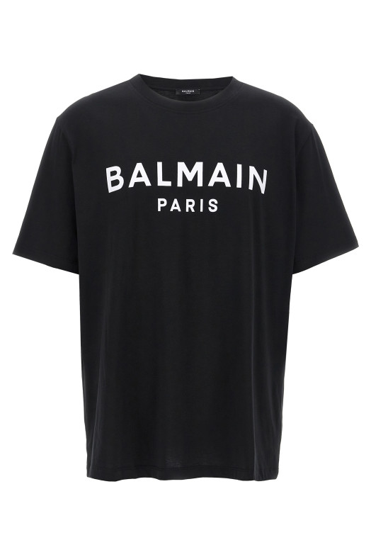 Футболка з логотипом Чорно-сіра BALMAIN FH1EG000BB73EAB Футболка з логотипом Чорно-сіра BALMAIN FH1EG000BB73EAB