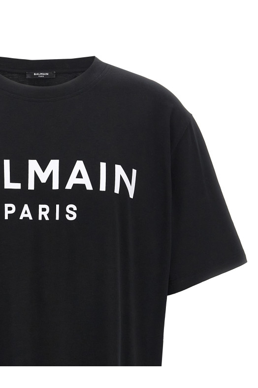 Футболка з логотипом Чорно-сіра BALMAIN FH1EG000BB73EAB Футболка з логотипом Чорно-сіра BALMAIN FH1EG000BB73EAB