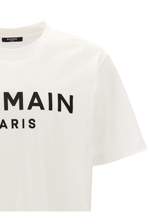 Футболка с логотипом Черно-серая BALMAIN FH1EG000BB73GAB Футболка с логотипом Черно-серая BALMAIN FH1EG000BB73GAB