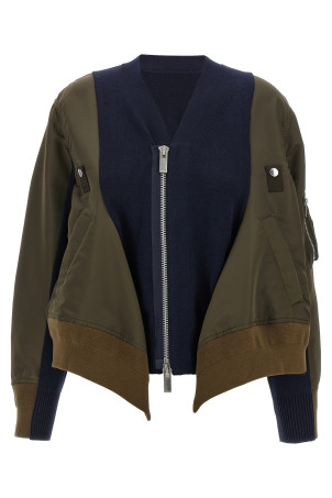 Нейлоновий кардиган з вставками, різнокольоровий SACAI 2507996532 Нейлоновий кардиган з вставками, різнокольоровий SACAI 2507996532