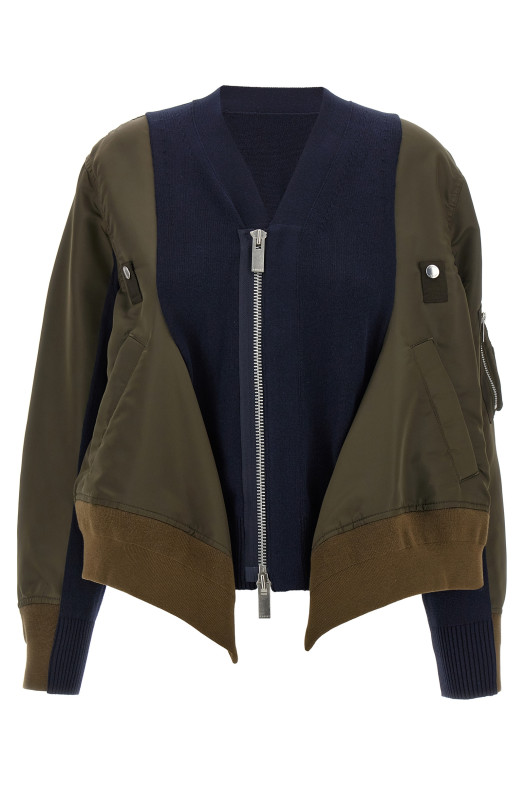 Нейлоновий кардиган з вставками, різнокольоровий SACAI 2507996532 Нейлоновий кардиган з вставками, різнокольоровий SACAI 2507996532
