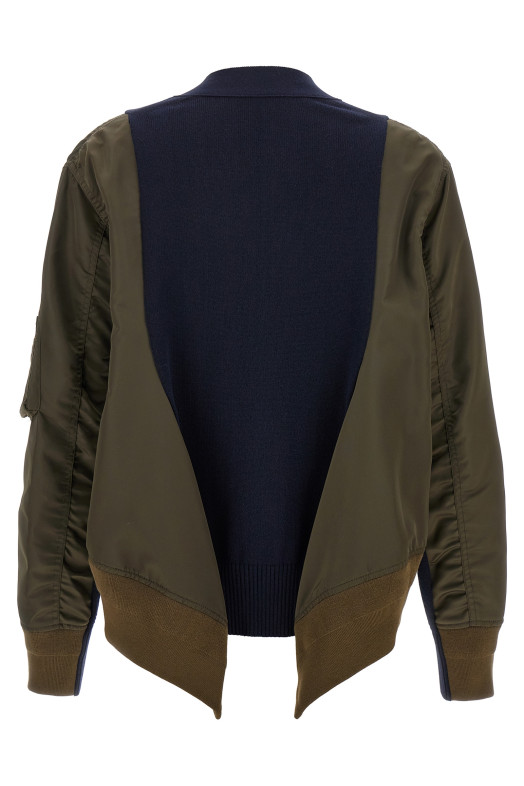 Нейлоновий кардиган з вставками, різнокольоровий SACAI 2507996532 Нейлоновий кардиган з вставками, різнокольоровий SACAI 2507996532