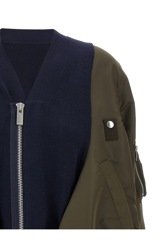 Нейлоновий кардиган з вставками, різнокольоровий SACAI 2507996532 Нейлоновий кардиган з вставками, різнокольоровий SACAI 2507996532