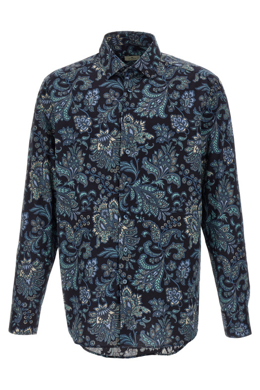Бавовняна сорочка з квітковим візерунком «Пейслі» Синя ETRO MRIB000199SA5L8X0883