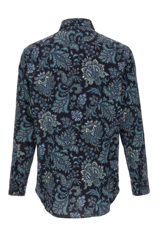 Бавовняна сорочка з квітковим візерунком «Пейслі» Синя ETRO MRIB000199SA5L8X0883
