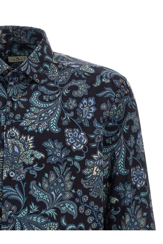 Бавовняна сорочка з квітковим візерунком «Пейслі» Синя ETRO MRIB000199SA5L8X0883