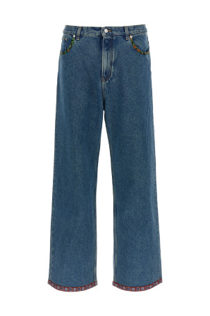 Valentino Garavani джинсы с цветочным вставками Синий V3DE04RB0W558 Valentino Garavani джинсы с цветочным вставками Синий V3DE04RB0W558