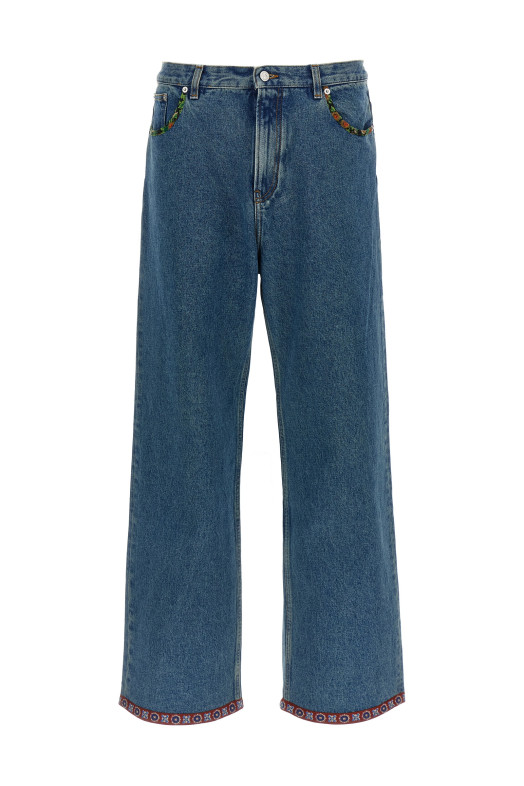 Valentino Garavani джинсы с цветочным вставками Синий V3DE04RB0W558 Valentino Garavani джинсы с цветочным вставками Синий V3DE04RB0W558