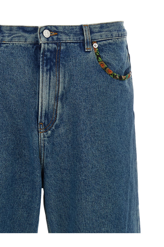 Valentino Garavani джинсы с цветочным вставками Синий V3DE04RB0W558 Valentino Garavani джинсы с цветочным вставками Синий V3DE04RB0W558