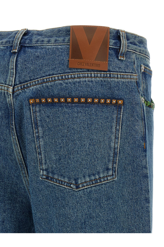 Valentino Garavani джинсы с цветочным вставками Синий V3DE04RB0W558 Valentino Garavani джинсы с цветочным вставками Синий V3DE04RB0W558
