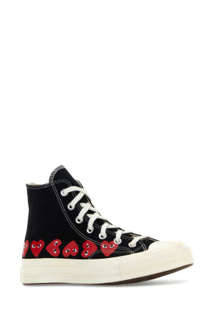 Black canvas Comme Des Garçons X Converse sneakers Black COMME DES GARCONS PLAY (P1K127) Black canvas Comme Des Garçons X Converse sneakers Black COMME DES GARCONS PLAY (P1K127)